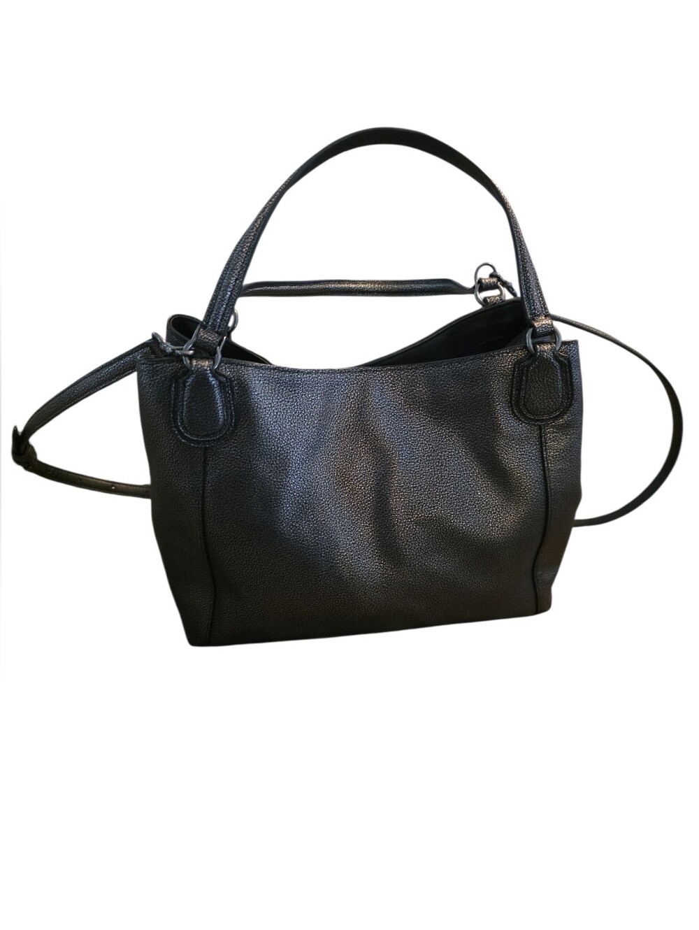 Coach Pewter Leather Edie Handbag Crossbody Bag With Coach Dust Bag - Picture 2 of 6